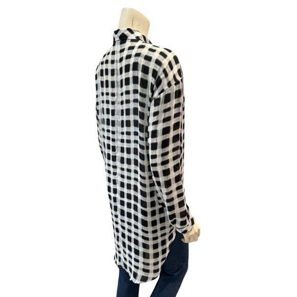 A.N.A. Black & White Checkered Chiffon Blouse - Picture 7 of 8
